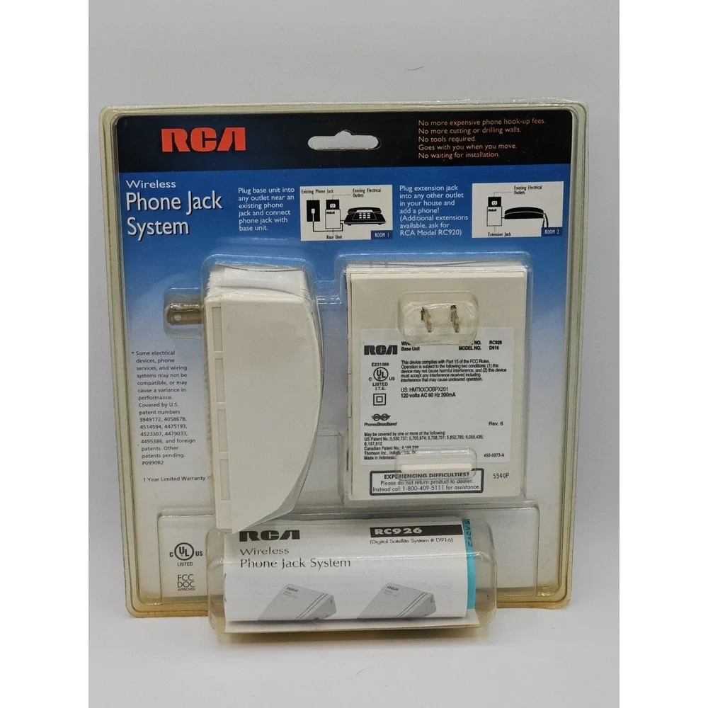 RCA Wireless Phone Jack System Model RC926 Instantly Turn Any Outlet Into A Jack